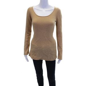 Sofie Womens Cashmere Round Neck Long Sleeve Pullover Sweater Top Brown Size S